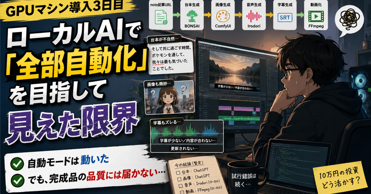 中古パソコン活用編①――ローカルAIで「全部自動化」を目指して見えた限界