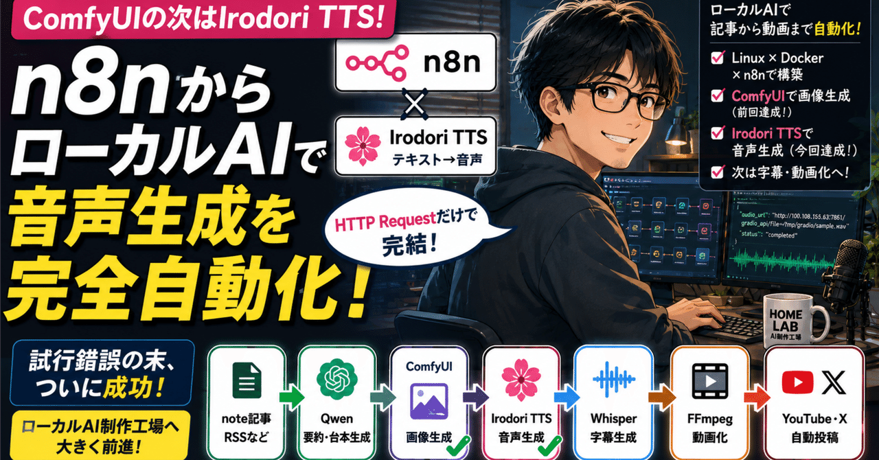 ComfyUIの次はIrodori TTS！n8nからローカルAI音声生成を完全自動化