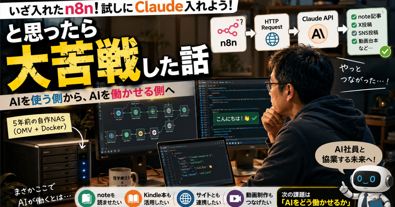 n8n始動！試しにClaudeを入れよう！と思ったら大苦戦した話