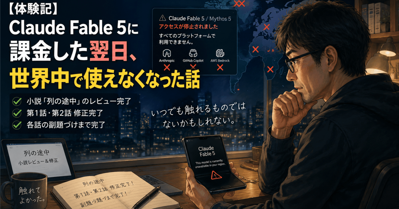 【体験記】Claude Fable 5に課金した翌日、世界中で使えなくなった話