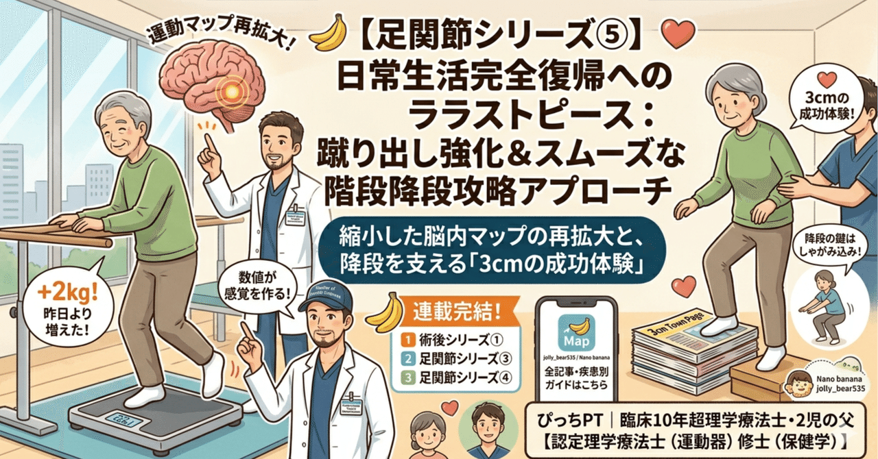 足関節リハの蹴り出しと階段降段の記事サムネイル